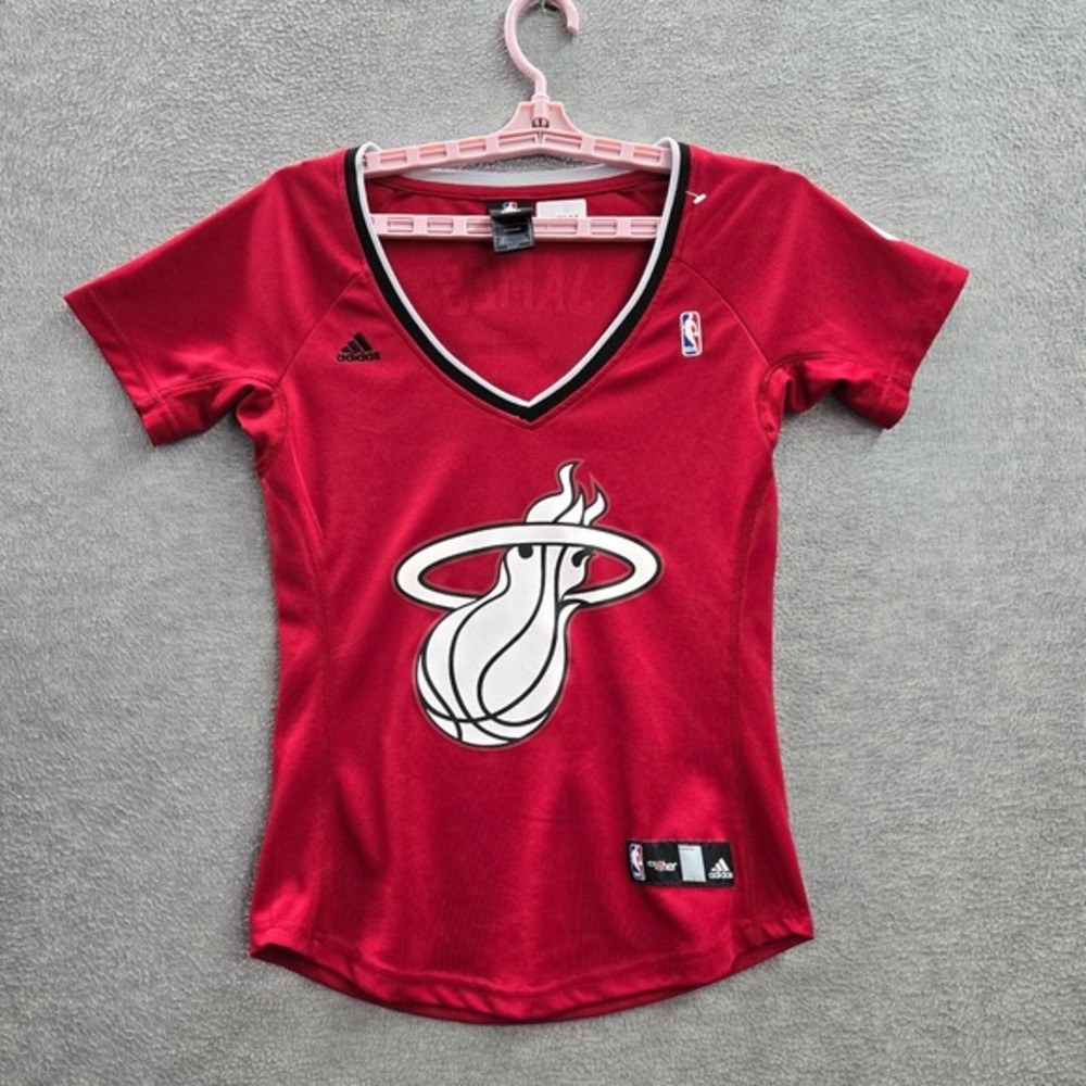 Miami Heats Women Jersey Small Red Lebron James‎ 6 Adidas Mesh V Neck Pullover